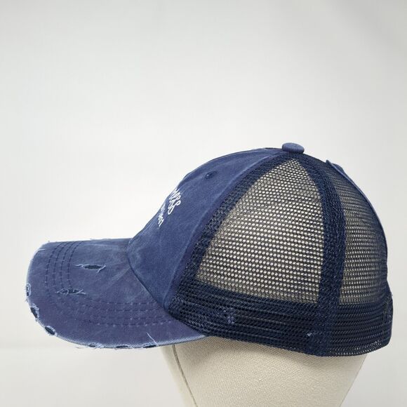Hot Mess Just Doing My Best Ponyback Trucker Hat Blue OS Mesh Back Distressed - Picture 3 of 8